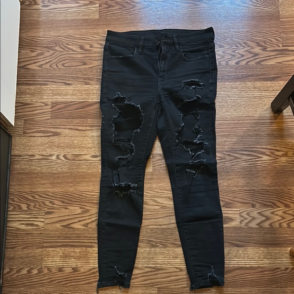 American Eagle Outfitters Black Skinny Distressed Jeans